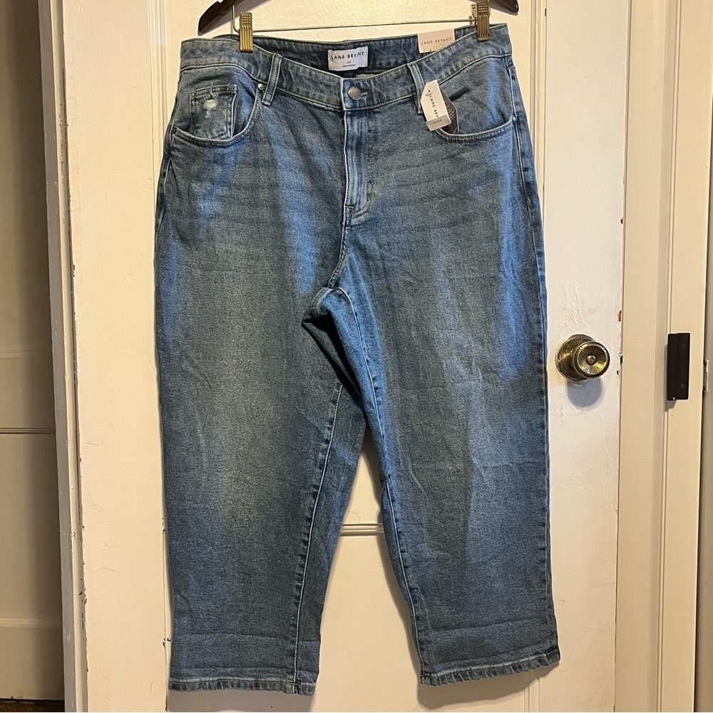 Lane Bryant denim boyfriend capris Petite  mid-rise size 14p NWT